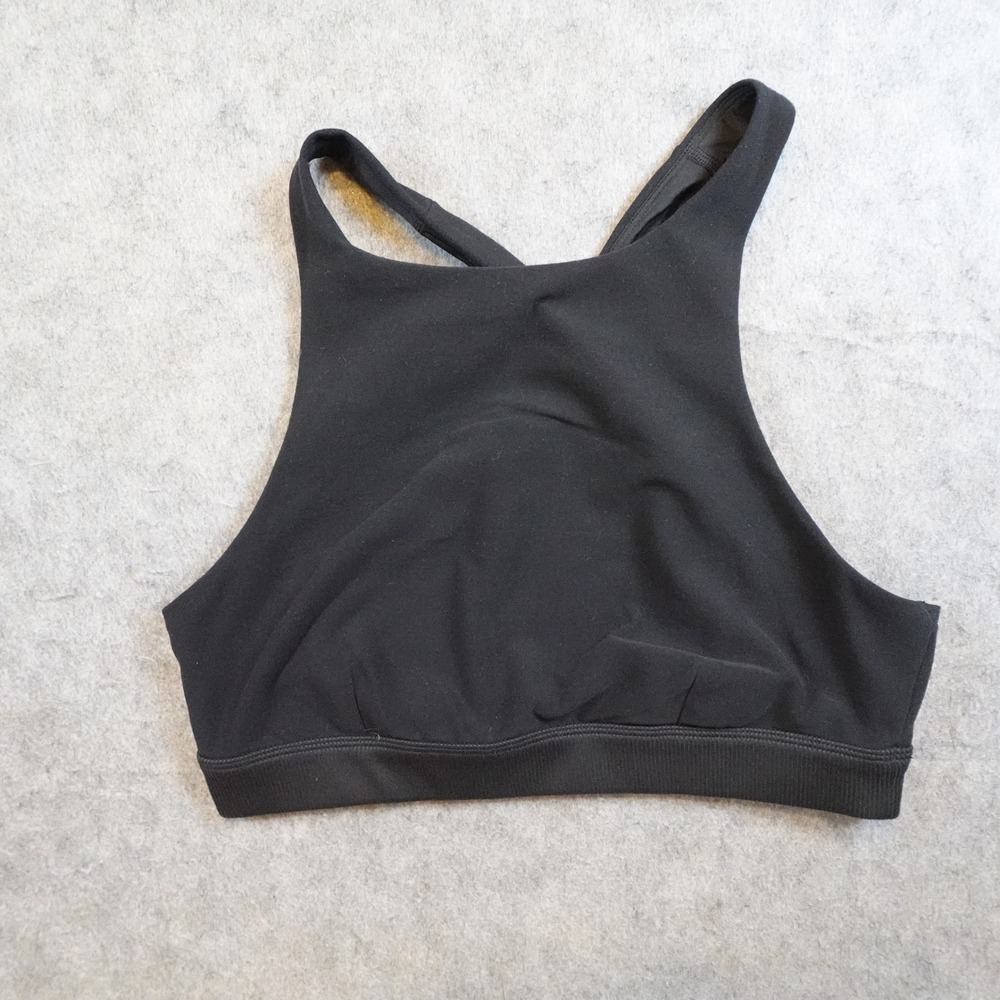 Alo Yoga Sports Bra Tank Top Women Large Black High Neck Crossback Activewear